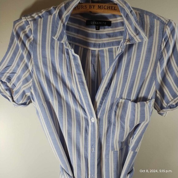 100% Rayon Shirt Dress stripe collared light so comfortable oversized Dynamite‎ - Picture 11 of 16